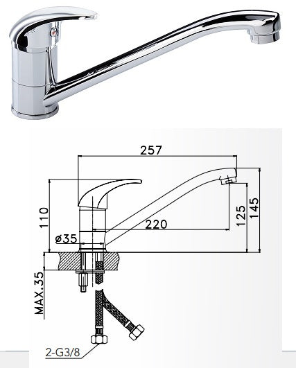 Bateria zlewozmywakowa stojąca ALBA 2453910 Valvex