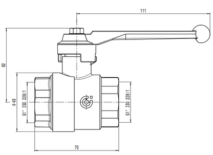 BALLSTOP, Zawór kulowy z wbudowanym zaworem zwrotnym, do instalacji grzewczych 1" CALEFFI