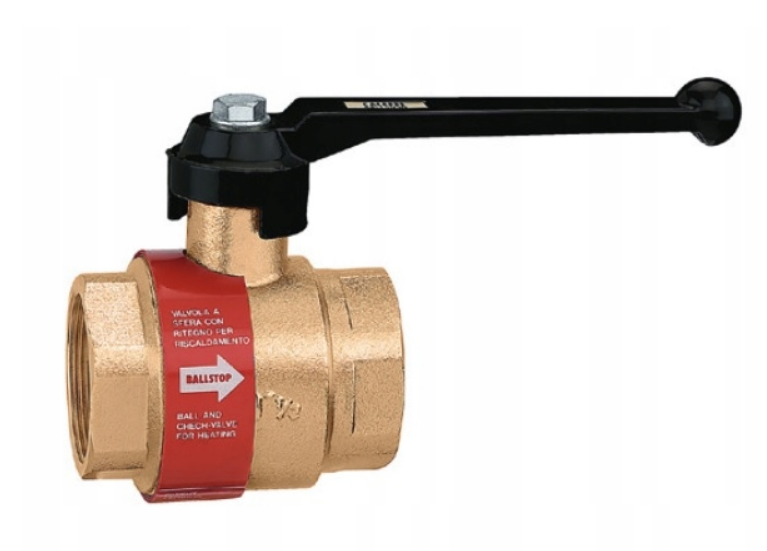 BALLSTOP, Zawór kulowy z wbudowanym zaworem zwrotnym, do instalacji grzewczych 1" CALEFFI