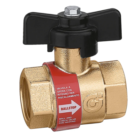 BALLSTOP Zawór kulowy z wbudowanym zaworem zwrotnym, do instalacji grzewczych 3/4" CALEFFI