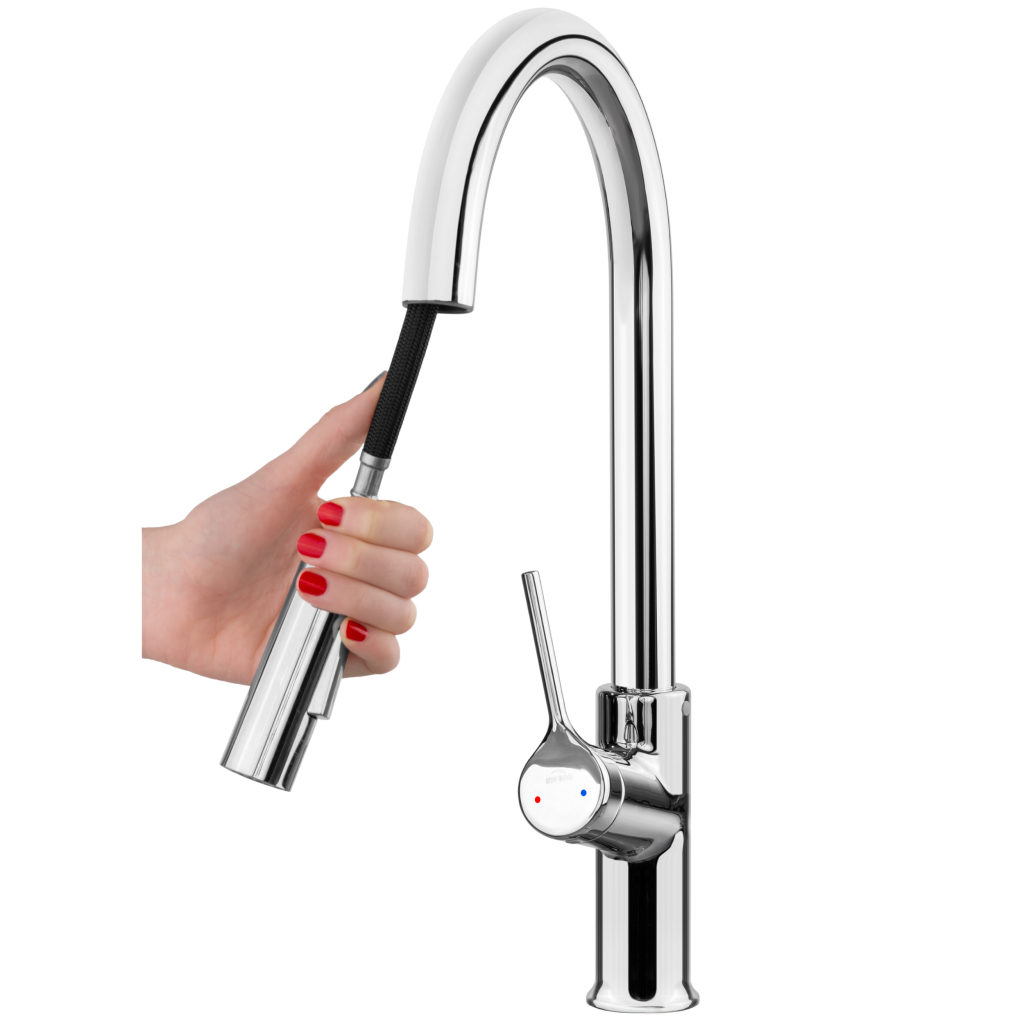 Bateria zlewozmywakowa z 2-funkcyjną, wyciąganą wylewką w kształcie litery U FARSALA BZ-40-U01 Invena