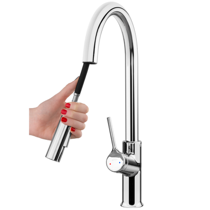 Bateria zlewozmywakowa z 2-funkcyjną, wyciąganą wylewką w kształcie litery U FARSALA BZ-40-U01 Invena