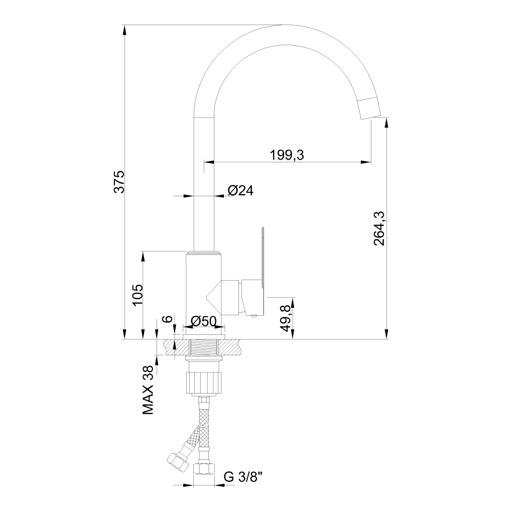 Bateria zlewozmywakowa stojąca IRON inox BZ-53-L23 Invena