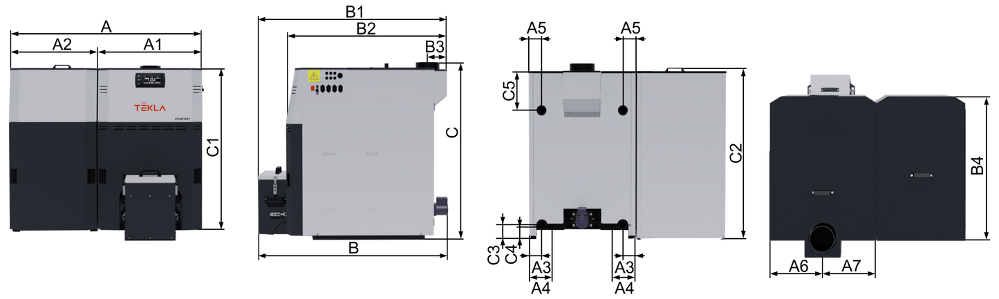 Kocioł c.o. pellet KOMFORT 12kW Tekla