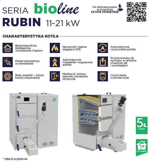 Kocioł pelletowy Rubin 11kW CZYSTE POWIETRZE Zębiec