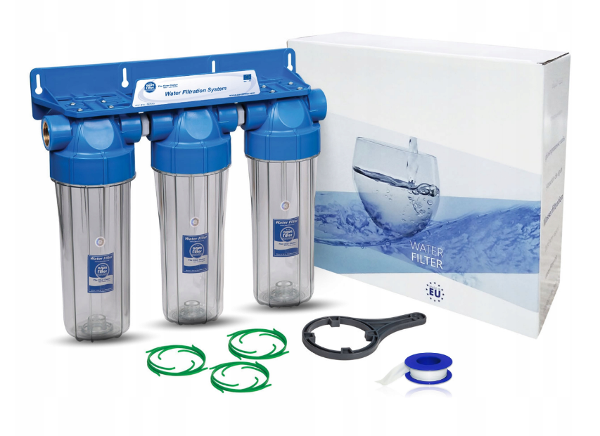Filtr wody 3/4" potrójna obudowa FHPRCL34-B-TRIPLE Aquafilter